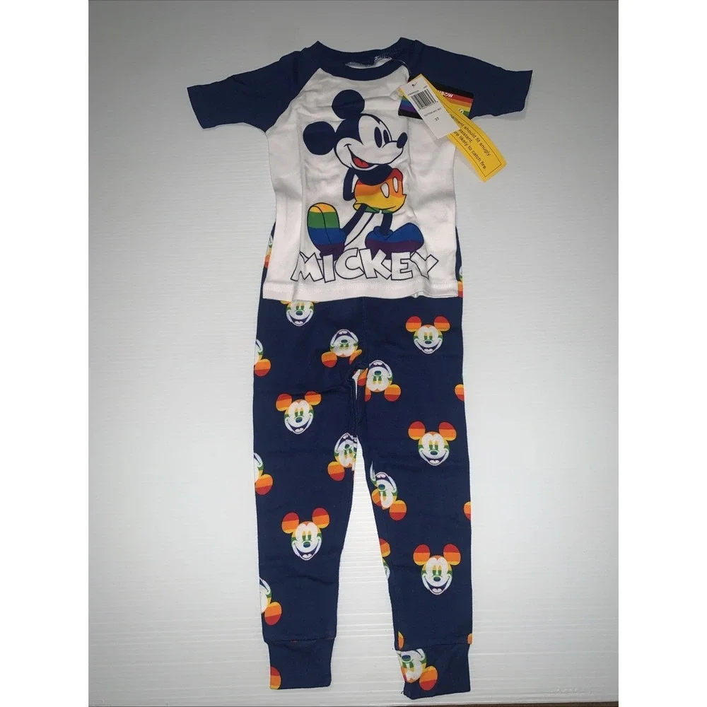 Toddler/Kids 2 Piece Shorts Pajama Set 3T Mickey Mouse Rainbow Collection LGBTQ+